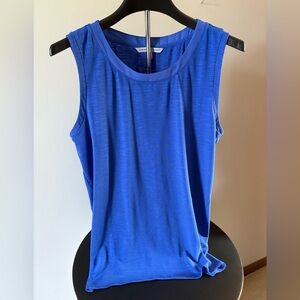 Adrienne Vittadini Blue Relaxed Tank Top with Sheer Insert Size L